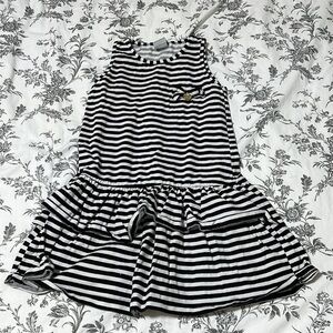 Alakazoo Girls Black/White Striped Dress